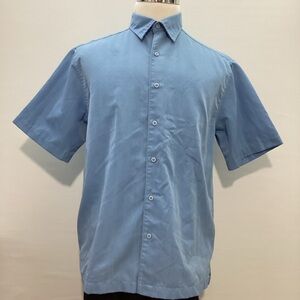 Blue Casual Button Down Shirt with Short Sleeves Size L
